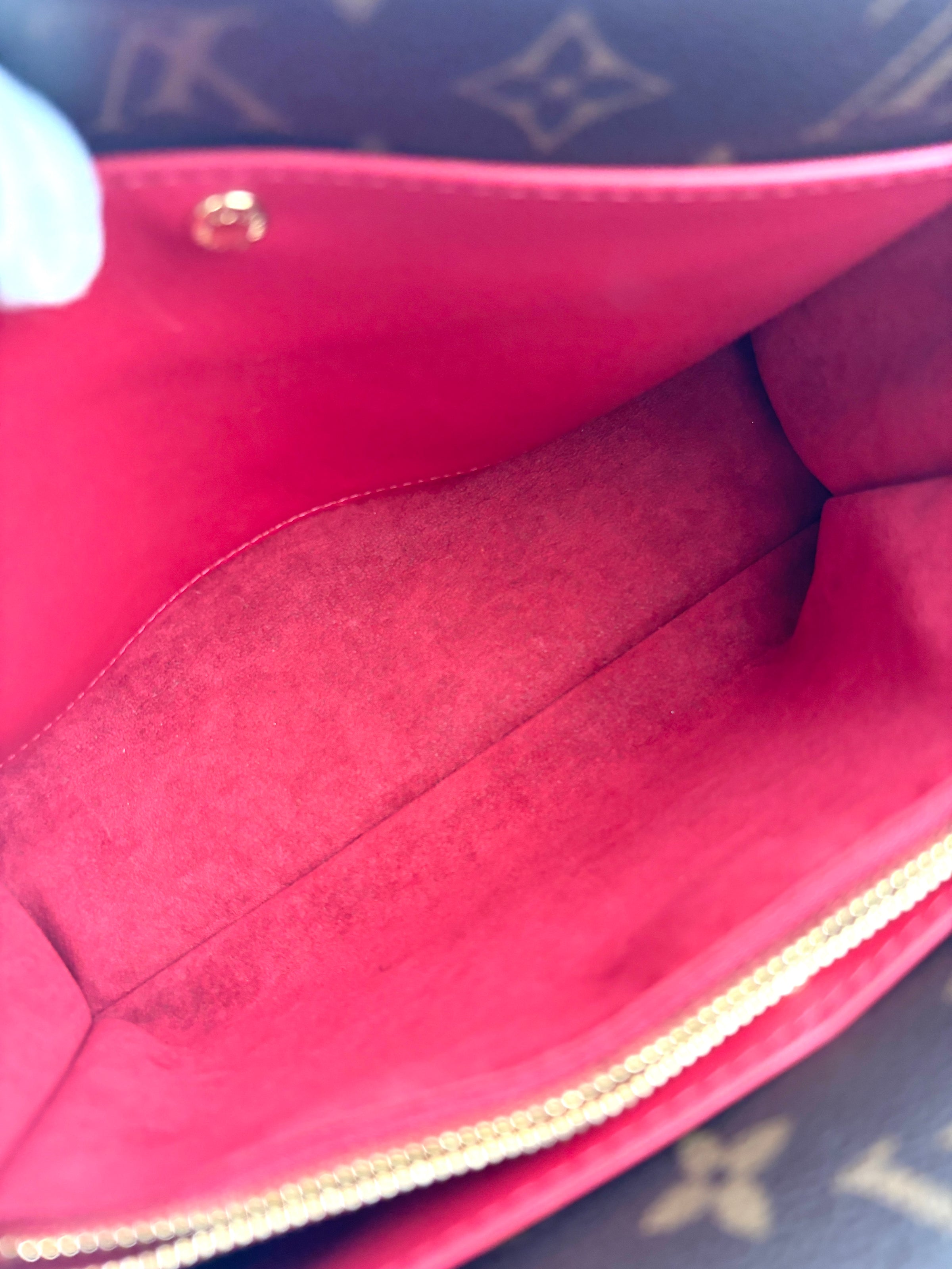 Rubis Leather & Monogram Canvas Double V Bag