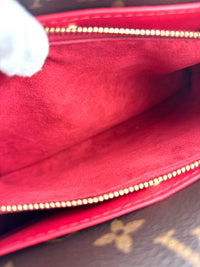 Rubis Leather & Monogram Canvas Double V Bag