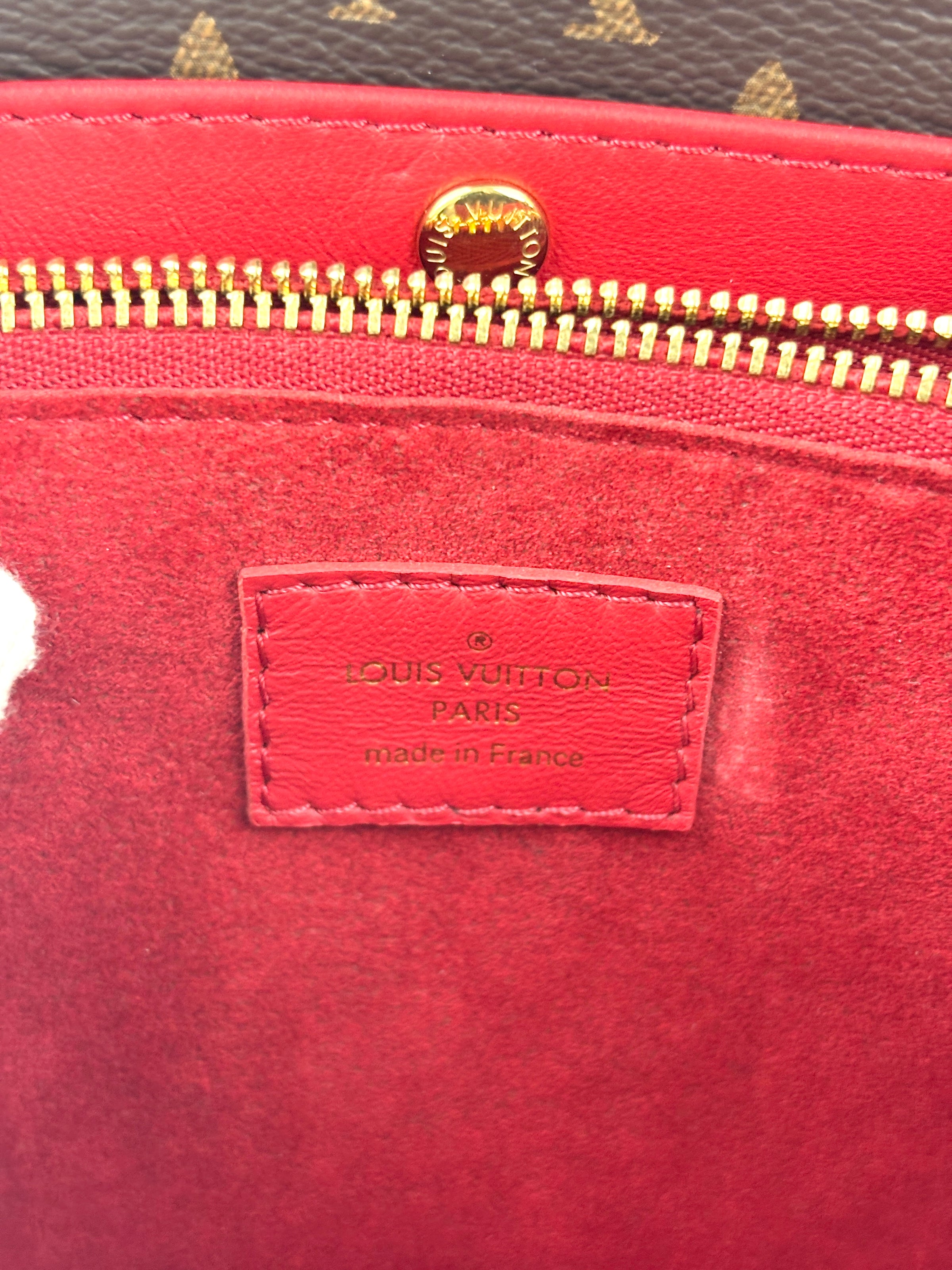 Rubis Leather & Monogram Canvas Double V Bag