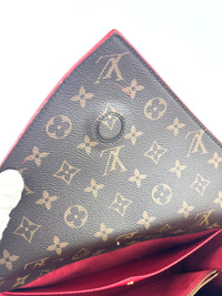 Rubis Leather & Monogram Canvas Double V Bag