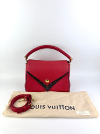 Rubis Leather & Monogram Canvas Double V Bag
