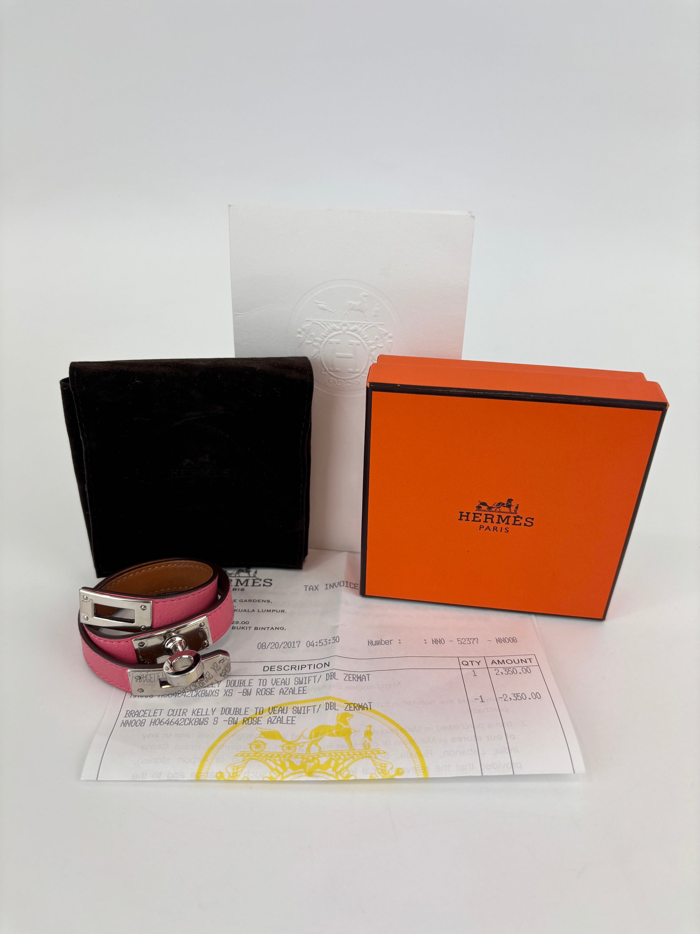 Kelly Double Tour Bracelet Rose Azalee PHW Size XS