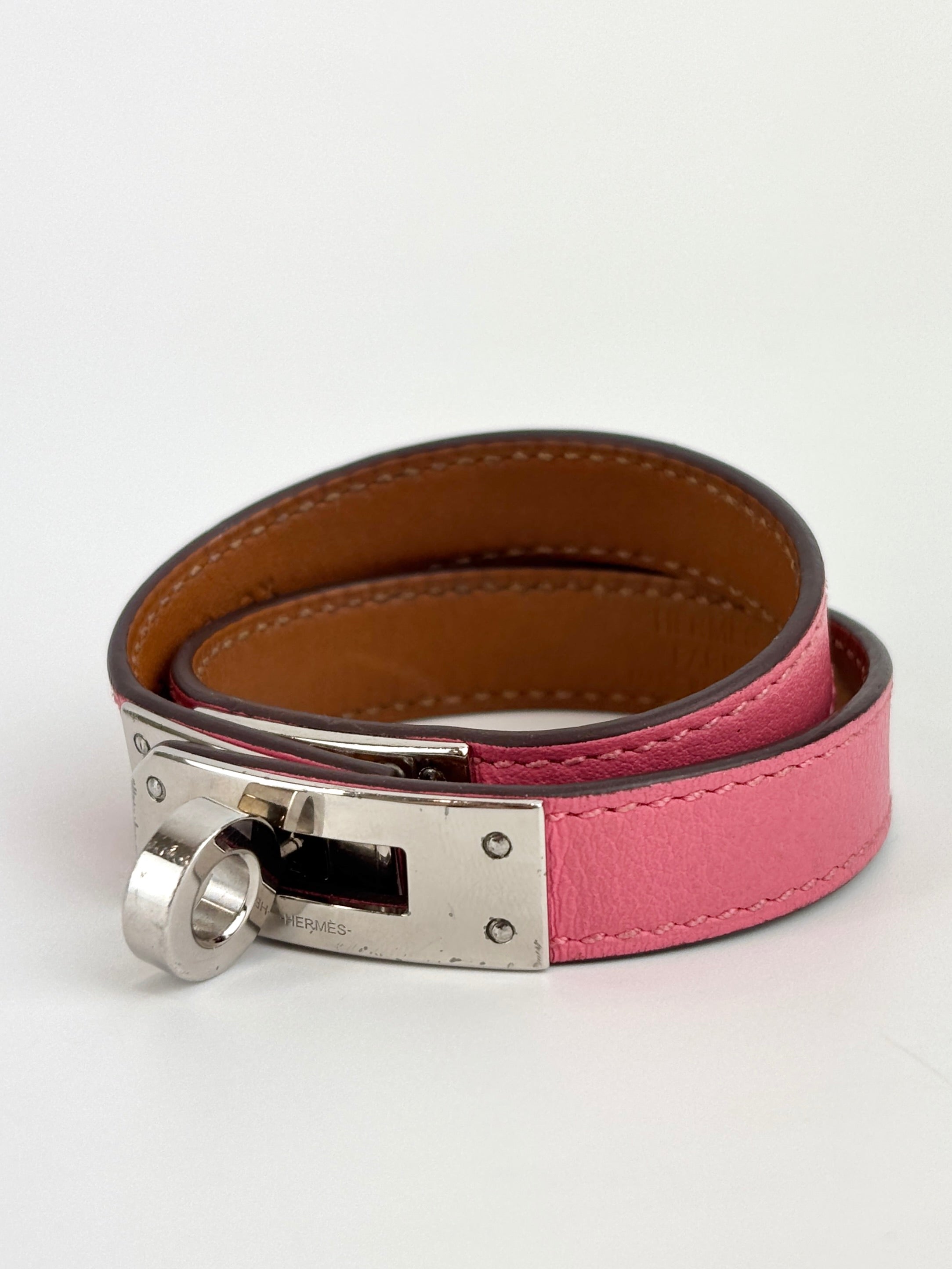 Kelly Double Tour Bracelet Rose Azalee PHW Size XS