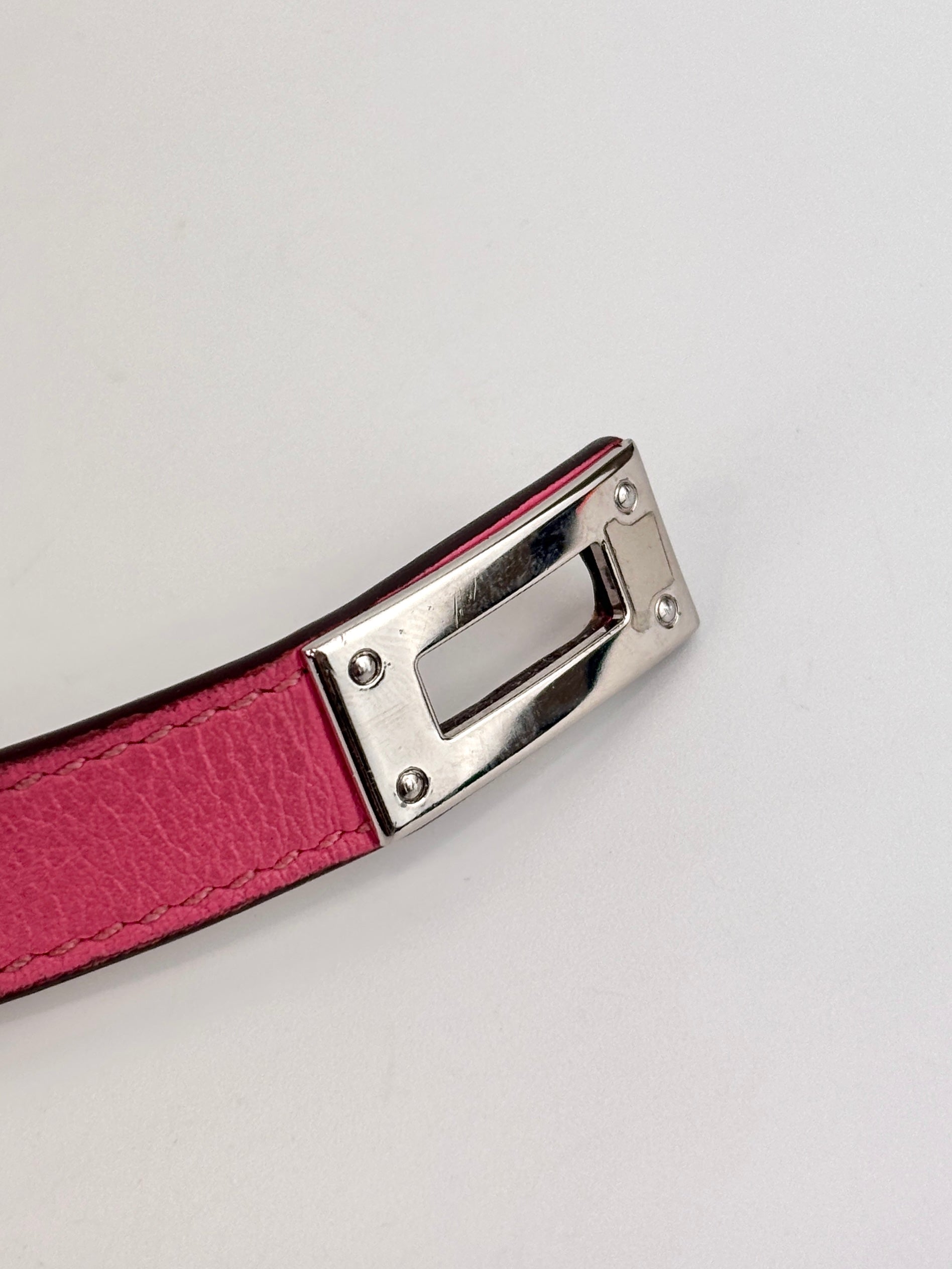 Hermès Kelly Double Tour Bracelet Rose Azalee PHW XS – Glampot