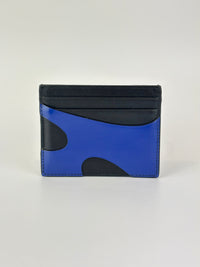 Cut-Out Detail Card Holder Black Calfskin / Blue Patent