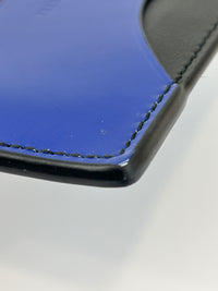 Cut-Out Detail Card Holder Black Calfskin / Blue Patent