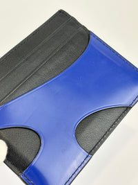 Cut-Out Detail Card Holder Black Calfskin / Blue Patent