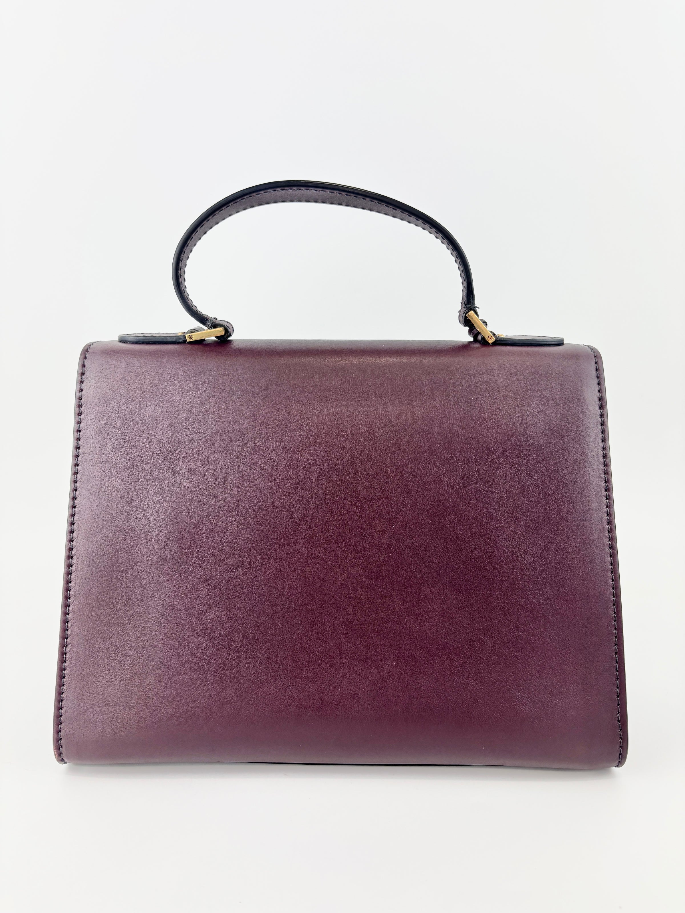 Dioraddict Top Handle Bag in Burgundy Calfskin with Gold-Tone Hardware