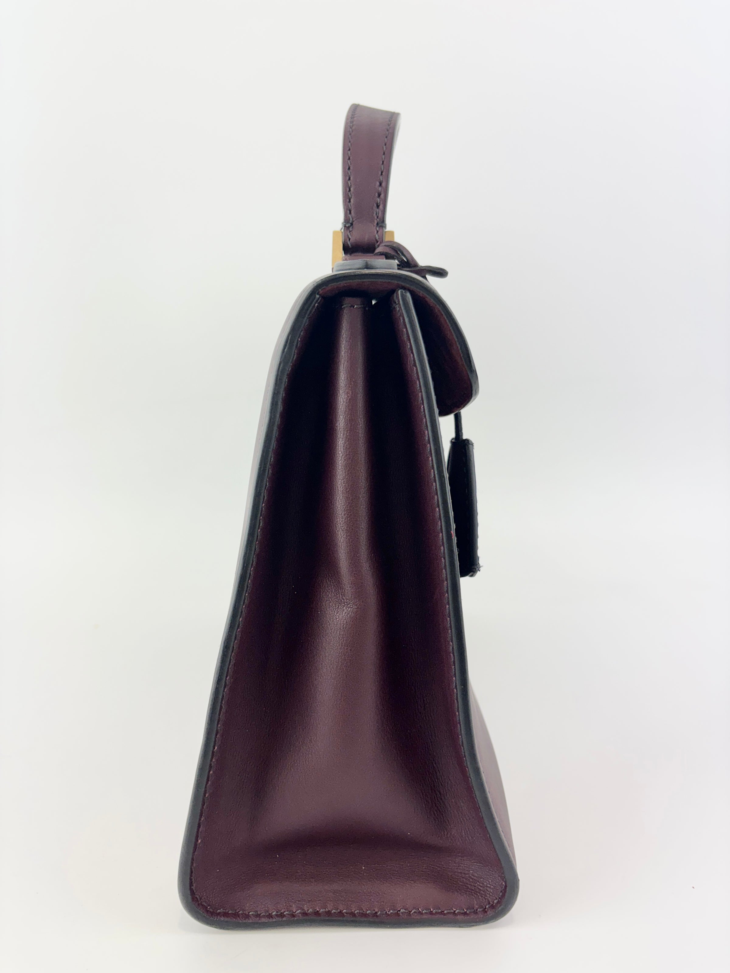 Dioraddict Top Handle Bag in Burgundy Calfskin with Gold-Tone Hardware
