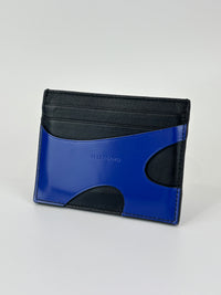 Cut-Out Detail Card Holder Black Calfskin / Blue Patent