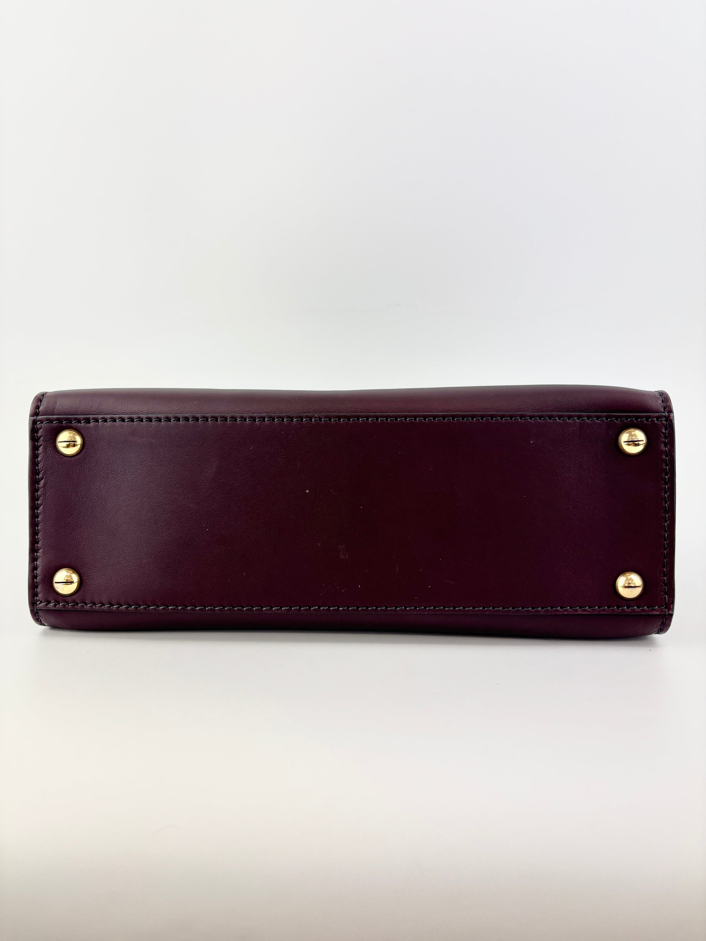 Dioraddict Top Handle Bag in Burgundy Calfskin with Gold-Tone Hardware