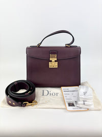 Dioraddict Top Handle Bag in Burgundy Calfskin with Gold-Tone Hardware