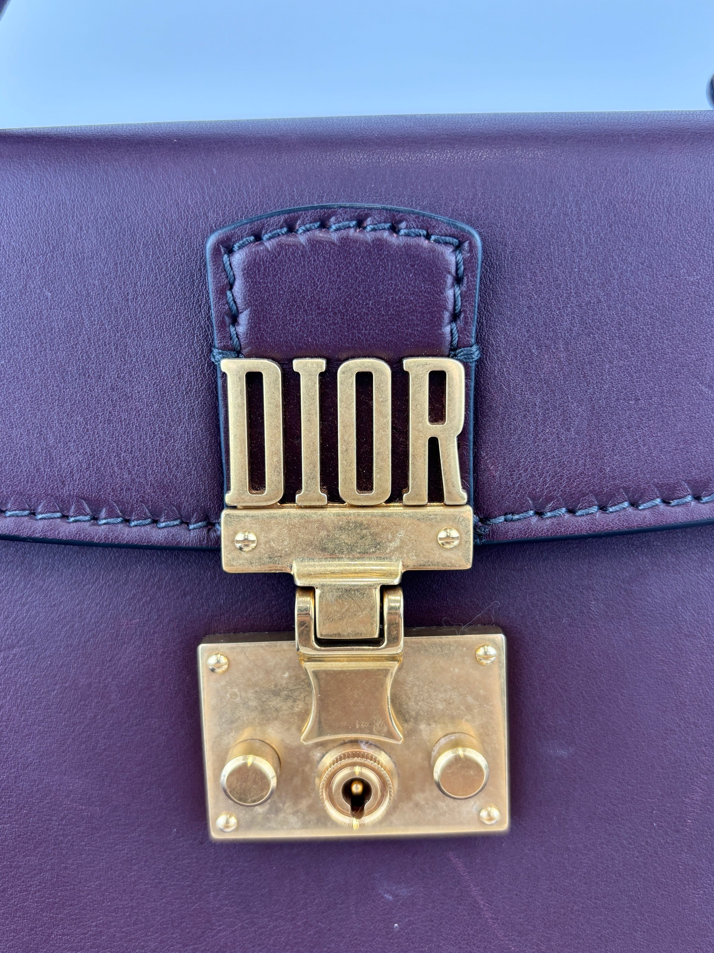 Dioraddict Top Handle Bag in Burgundy Calfskin with Gold-Tone Hardware