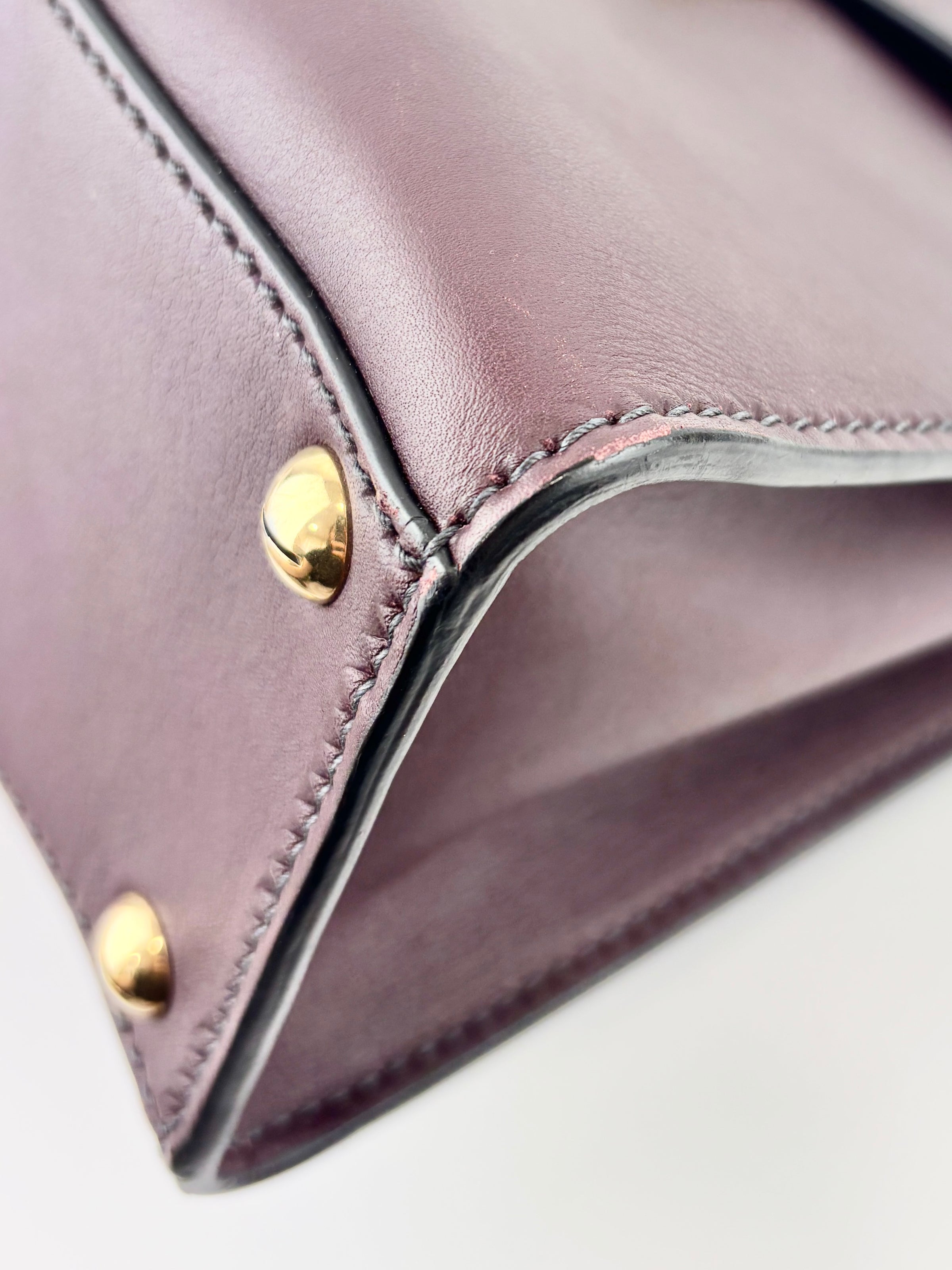 Dioraddict Top Handle Bag in Burgundy Calfskin with Gold-Tone Hardware