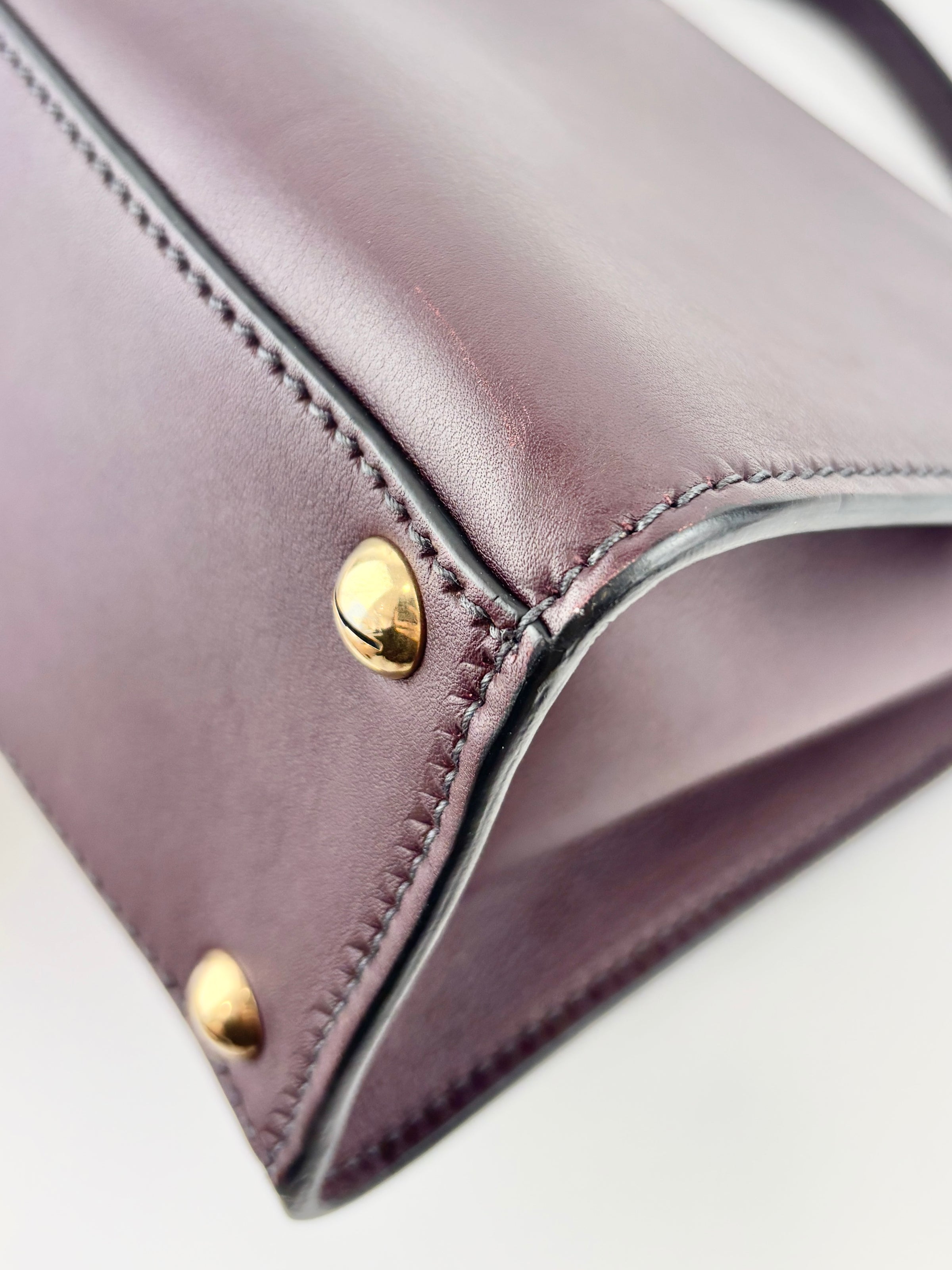 Dioraddict Top Handle Bag in Burgundy Calfskin with Gold-Tone Hardware