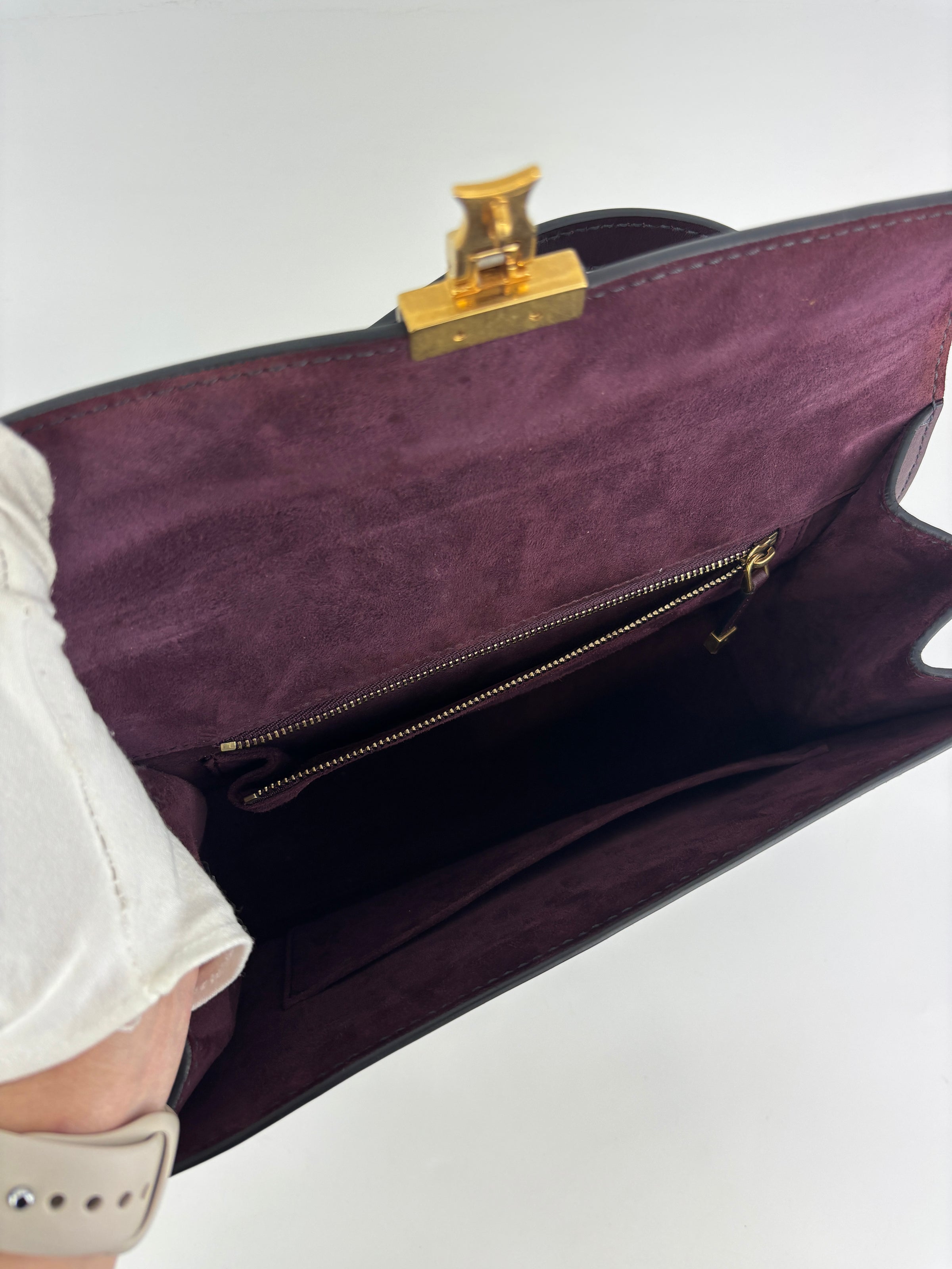 Dioraddict Top Handle Bag in Burgundy Calfskin with Gold-Tone Hardware