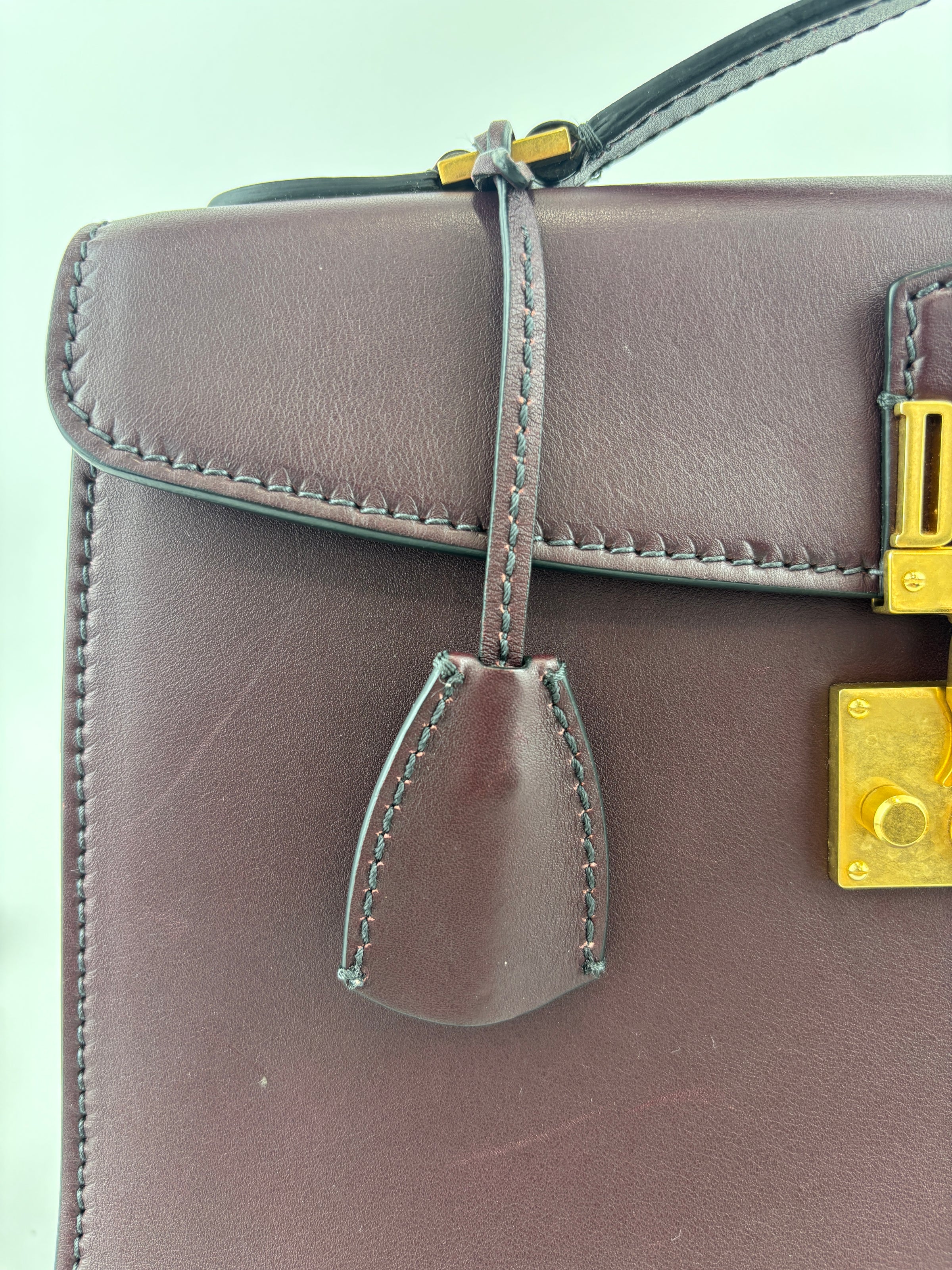 Dioraddict Top Handle Bag in Burgundy Calfskin with Gold-Tone Hardware