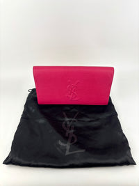 Large Leather Belle de Jour Clutch in Dark Pink - Glampot