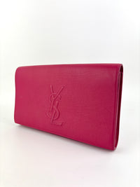 Large Leather Belle de Jour Clutch in Dark Pink - Glampot