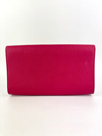 Large Leather Belle de Jour Clutch in Dark Pink - Glampot