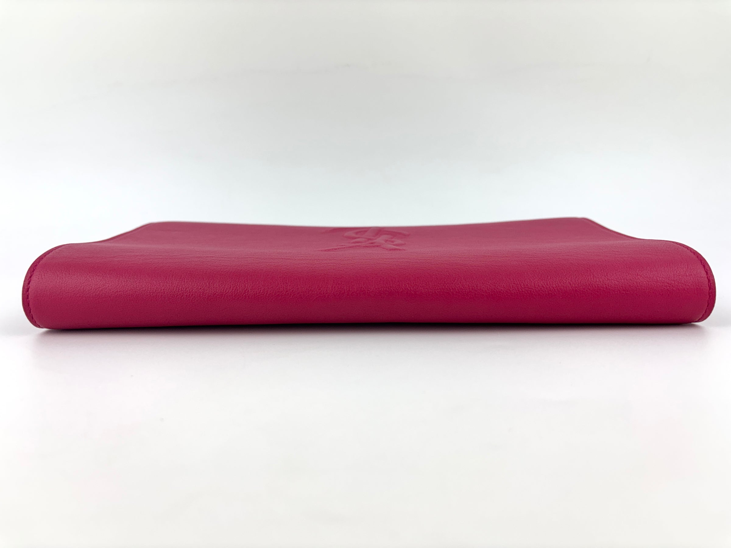 Large Leather Belle de Jour Clutch in Dark Pink - Glampot