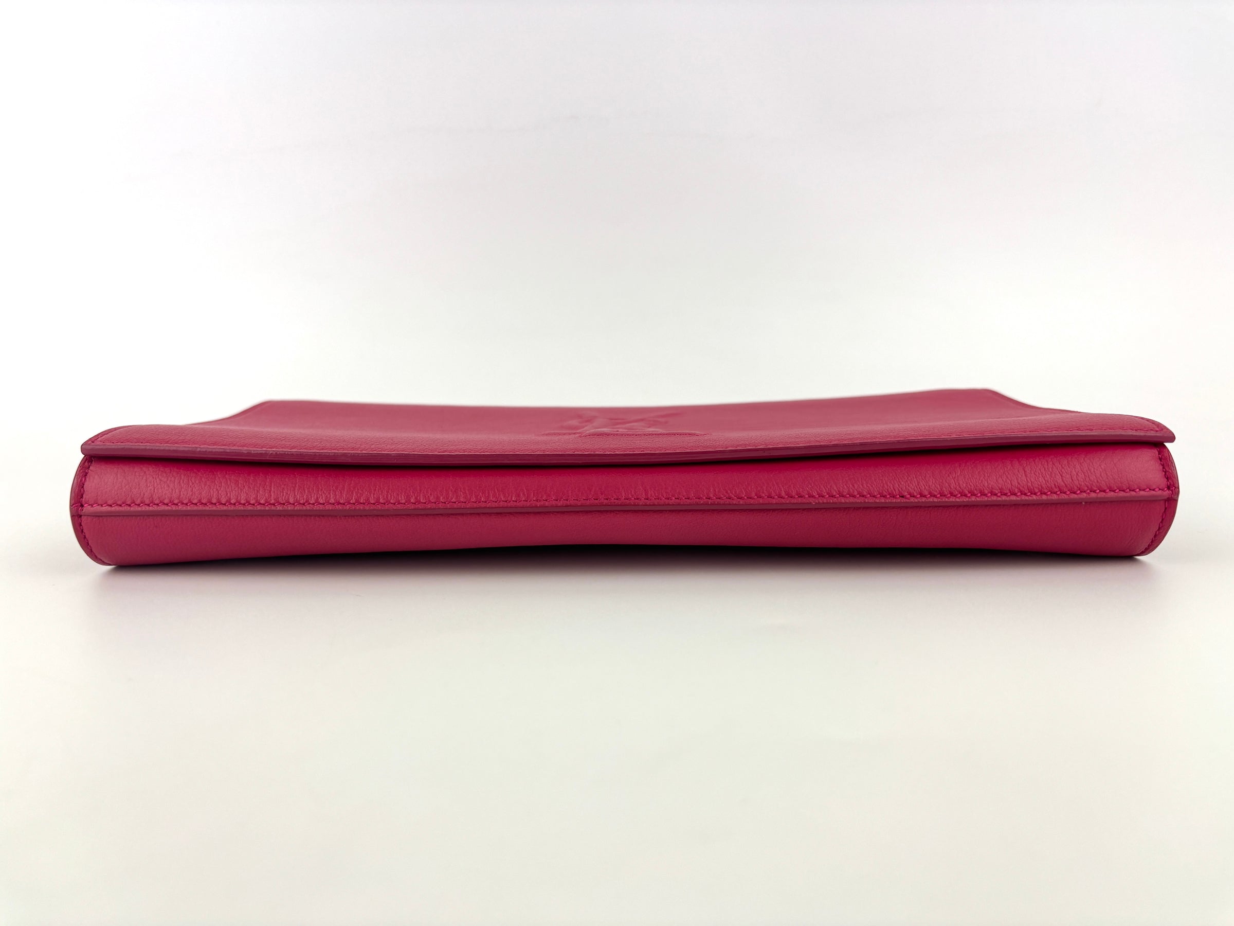 Large Leather Belle de Jour Clutch in Dark Pink - Glampot