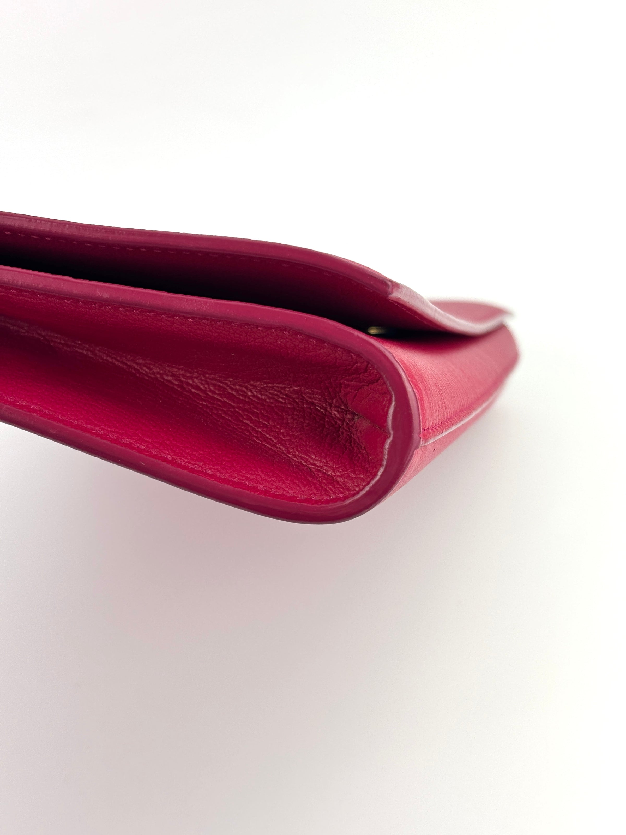 Large Leather Belle de Jour Clutch in Dark Pink - Glampot