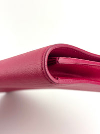 Large Leather Belle de Jour Clutch in Dark Pink - Glampot