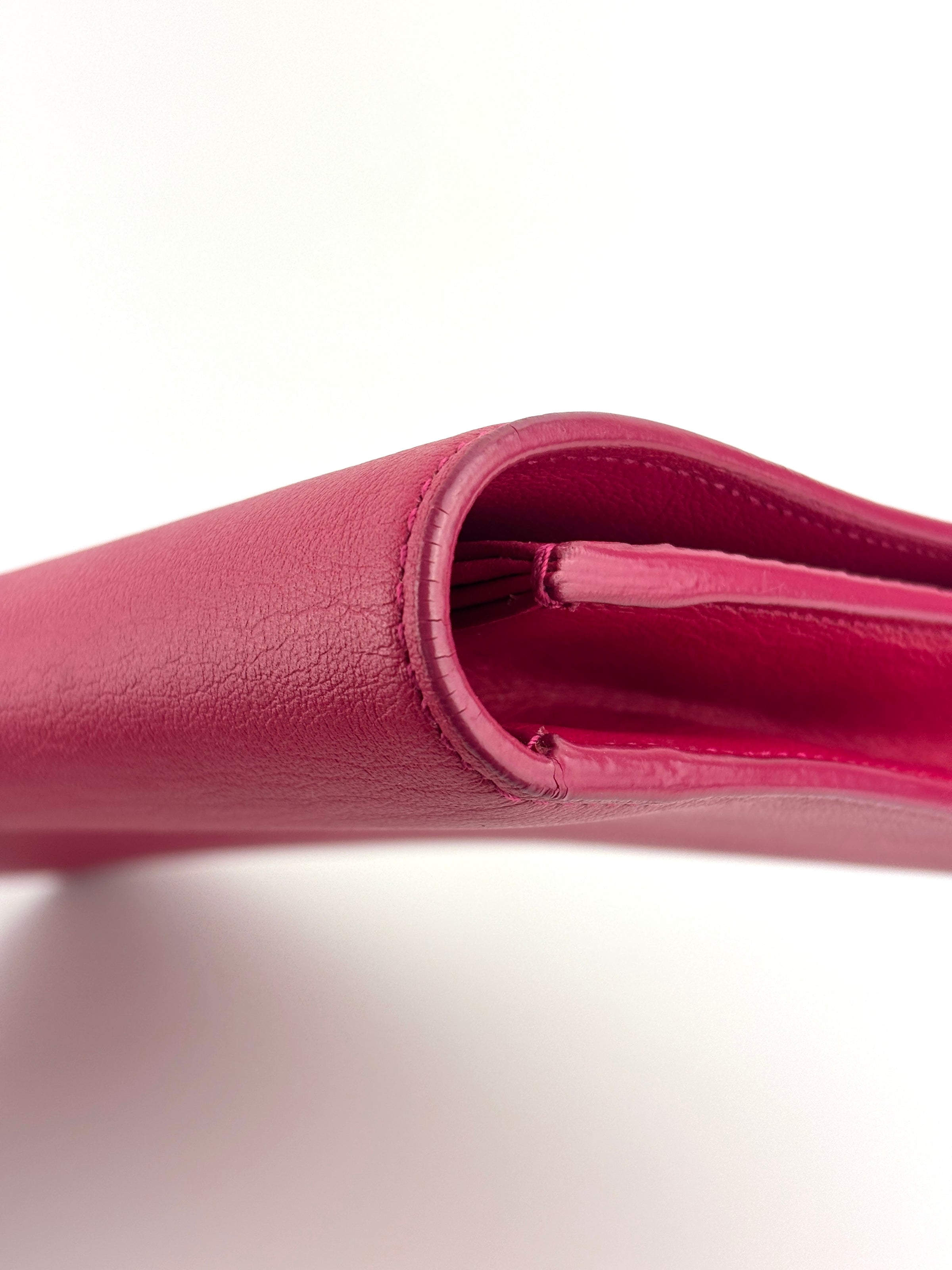 Large Leather Belle de Jour Clutch in Dark Pink - Glampot