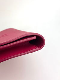 Large Leather Belle de Jour Clutch in Dark Pink - Glampot