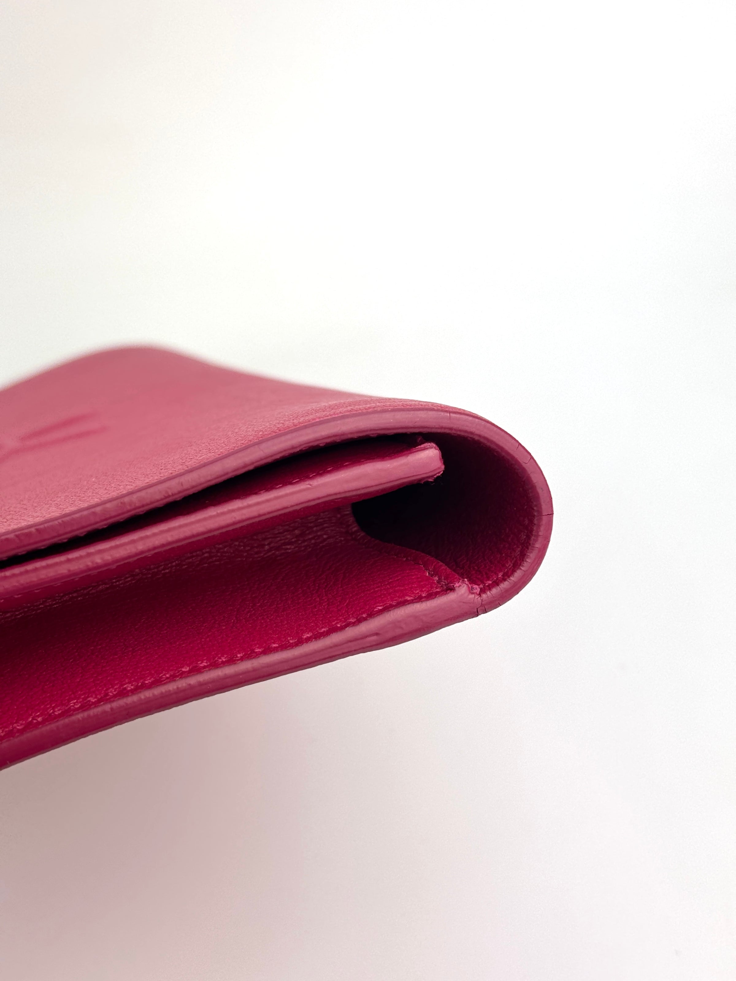 Large Leather Belle de Jour Clutch in Dark Pink - Glampot