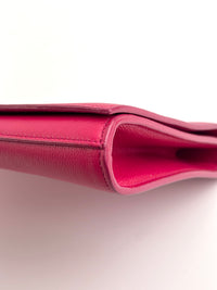 Large Leather Belle de Jour Clutch in Dark Pink - Glampot