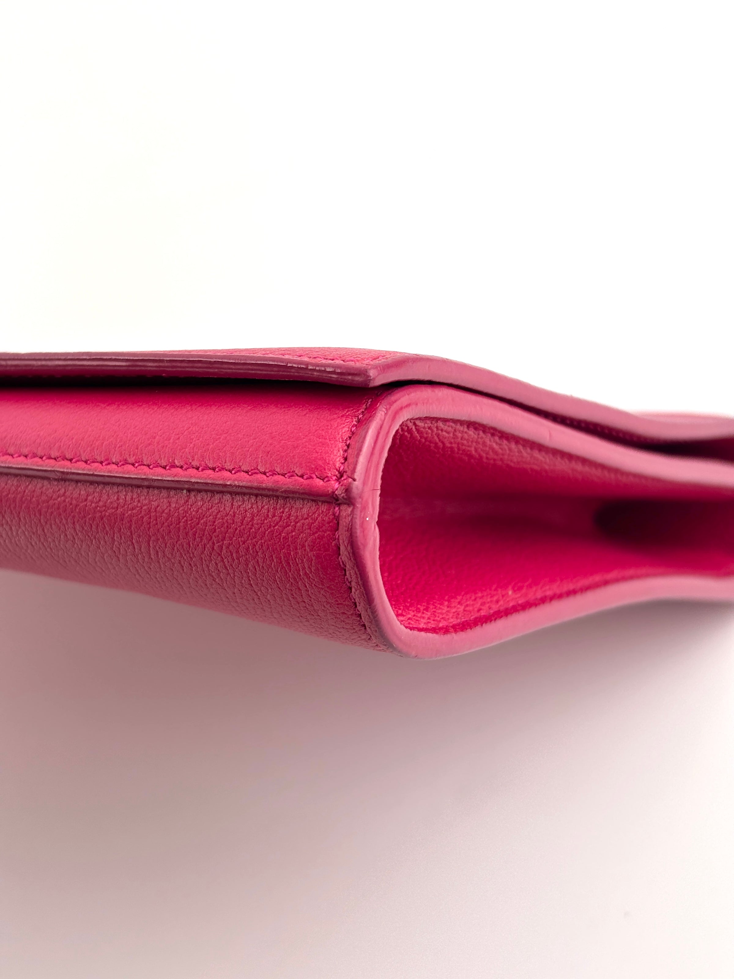 Large Leather Belle de Jour Clutch in Dark Pink - Glampot