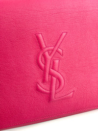 Large Leather Belle de Jour Clutch in Dark Pink - Glampot