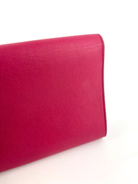 Large Leather Belle de Jour Clutch in Dark Pink - Glampot