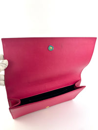 Large Leather Belle de Jour Clutch in Dark Pink - Glampot