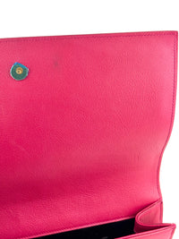 Large Leather Belle de Jour Clutch in Dark Pink - Glampot