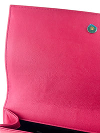 Large Leather Belle de Jour Clutch in Dark Pink - Glampot