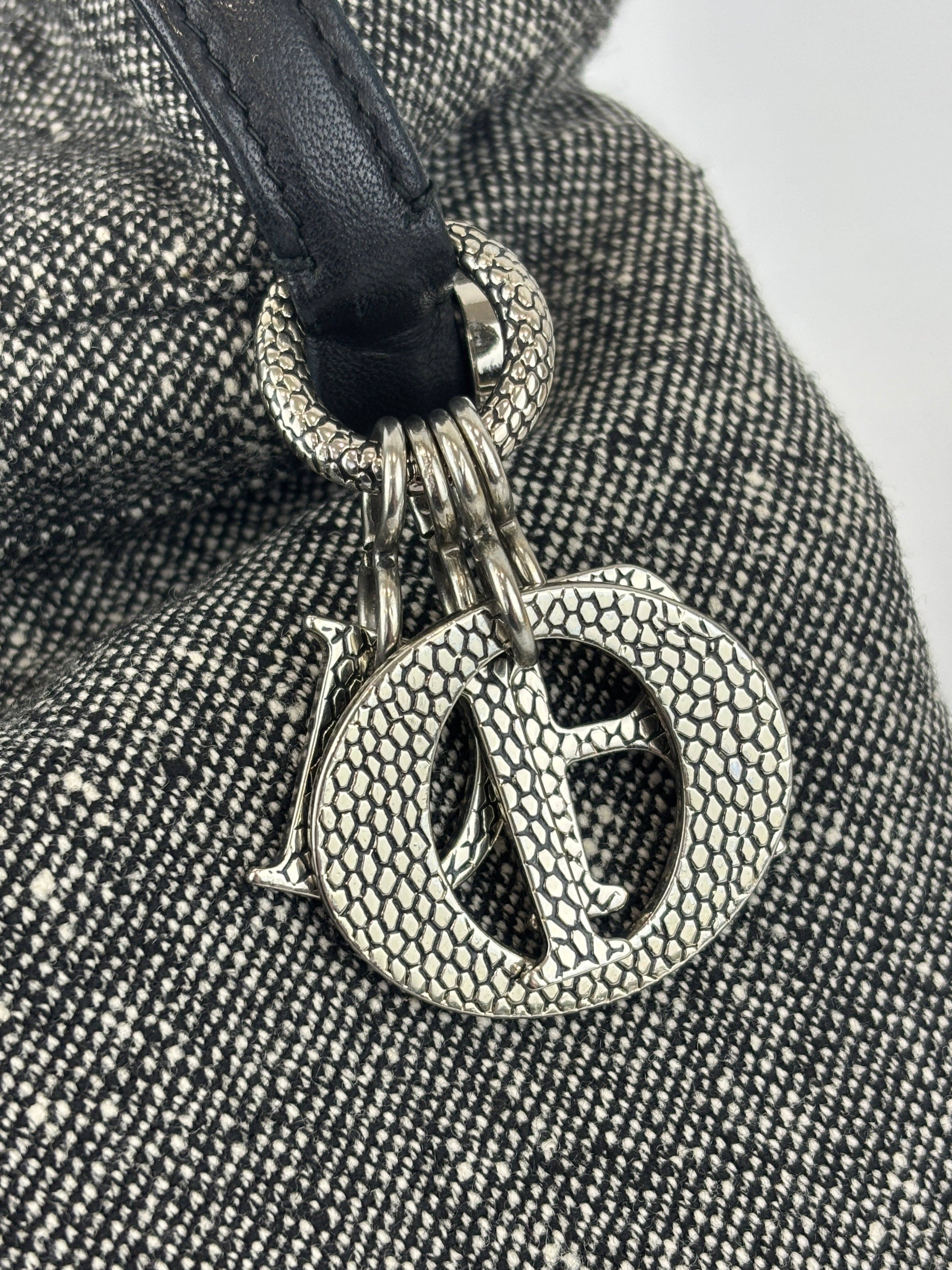 Vintage Marl Wool Shoulder Tote in Grey