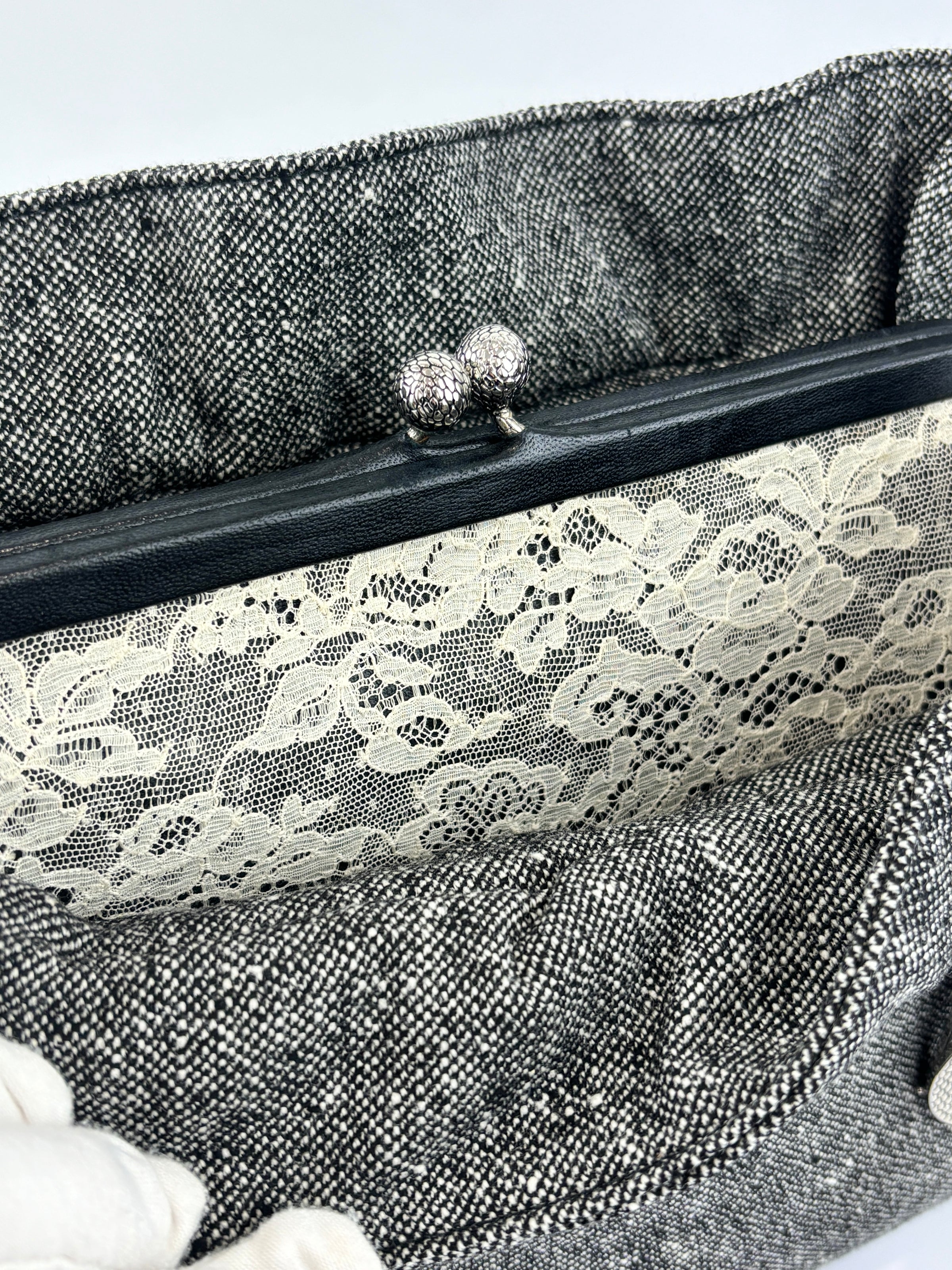 Vintage Marl Wool Shoulder Tote in Grey