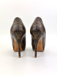 Monogram Canvas Rosemary Peep Toe Platform Pumps Size 37
