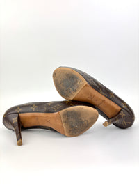 Monogram Canvas Rosemary Peep Toe Platform Pumps Size 37