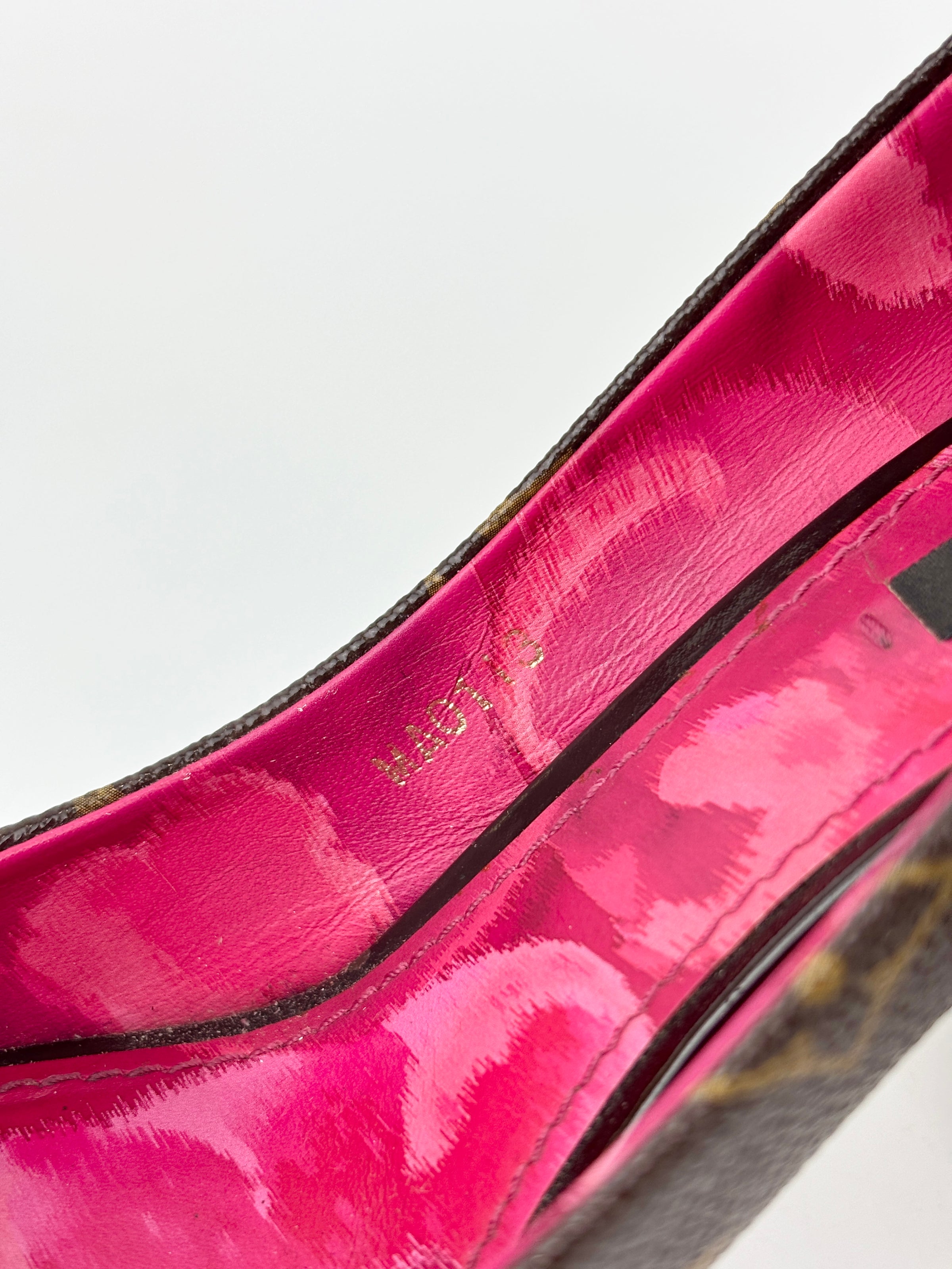 Monogram Canvas Rosemary Peep Toe Platform Pumps Size 37