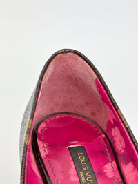 Monogram Canvas Rosemary Peep Toe Platform Pumps Size 37