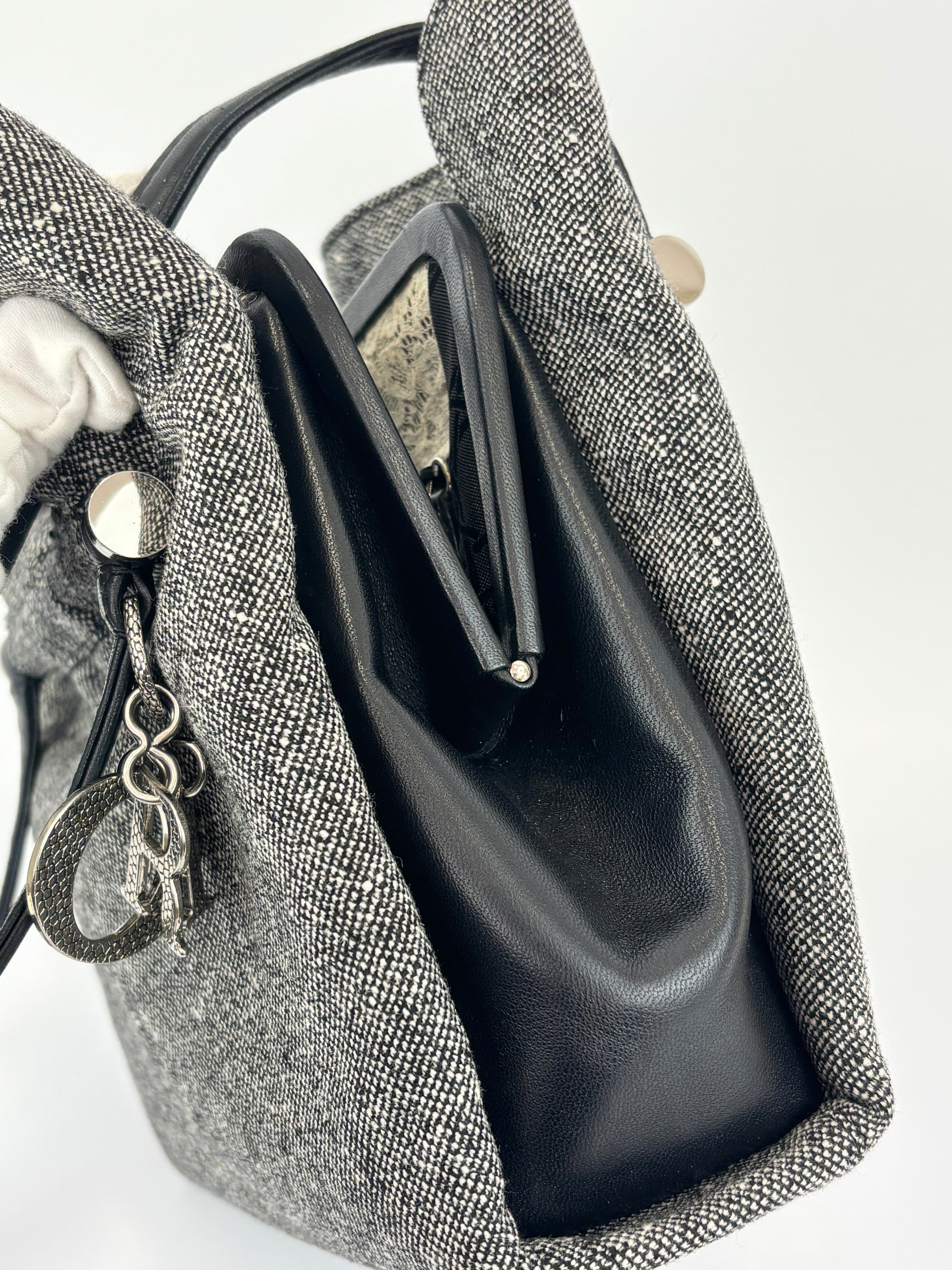 Vintage Marl Wool Shoulder Tote in Grey