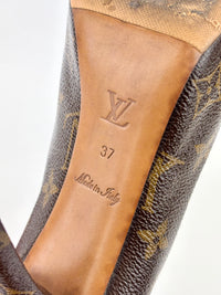 Monogram Canvas Rosemary Peep Toe Platform Pumps Size 37