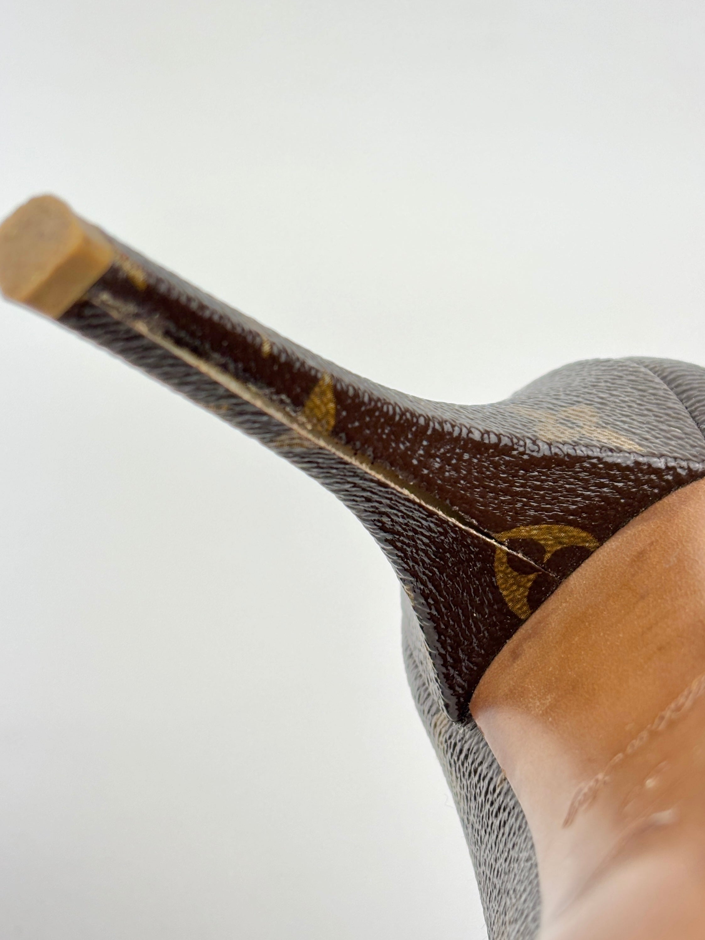 Monogram Canvas Rosemary Peep Toe Platform Pumps Size 37