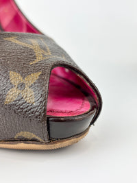Monogram Canvas Rosemary Peep Toe Platform Pumps Size 37