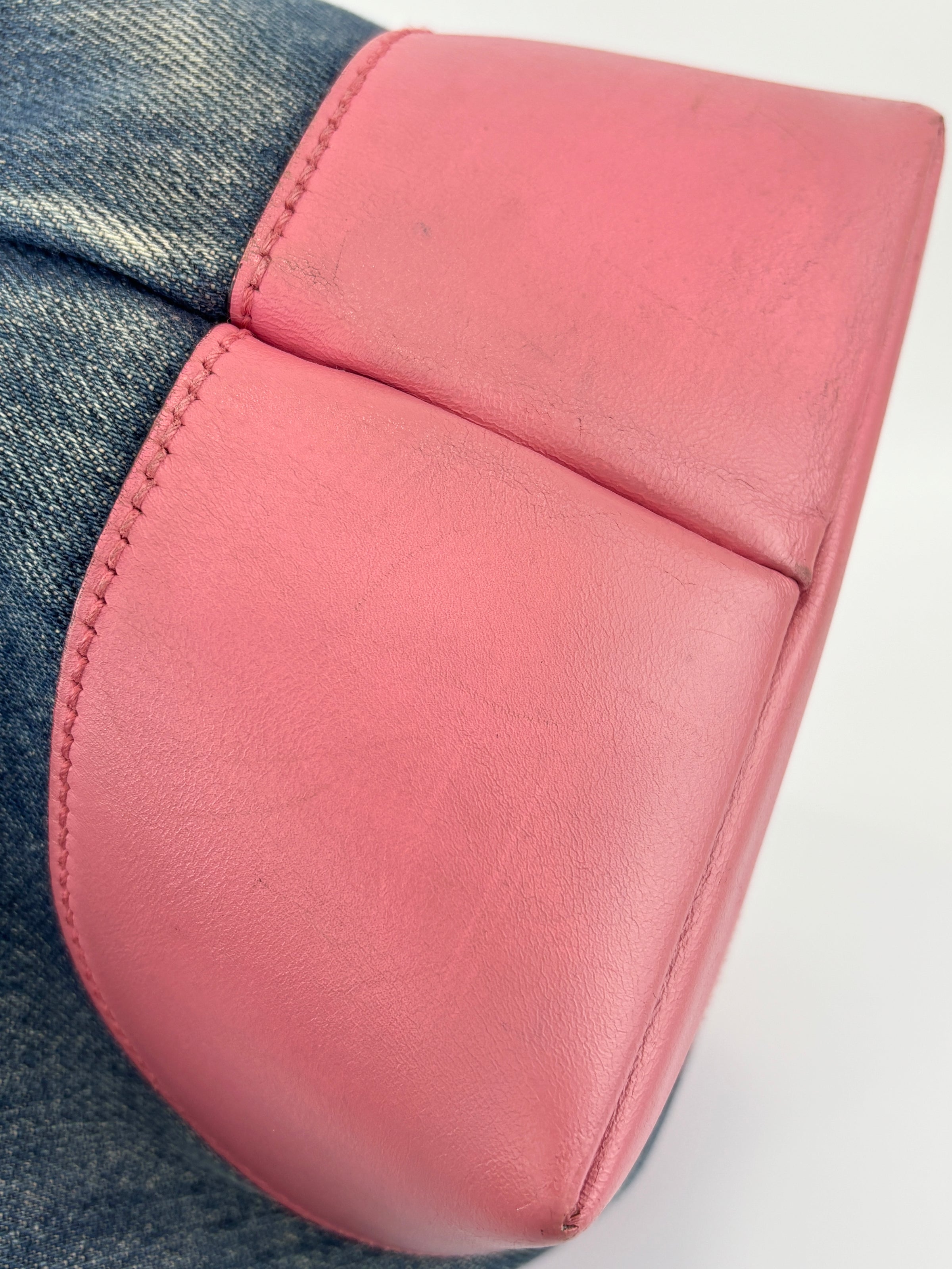 Craft Denim Tote Bag in Blue / Pink