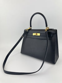 Kelly 28 Sellier Black Epsom GHW